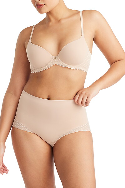 Revive Lace Waisted Brief Warm Taupe