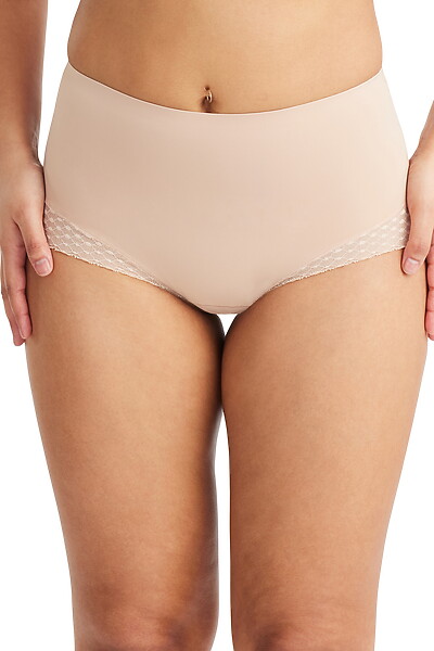 Revive Lace Waisted Brief Warm Taupe