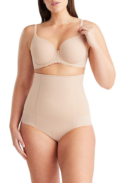 Revive Lace High Waisted Brief Warm Taupe