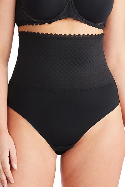 Revive Lace High Waisted Thong Black