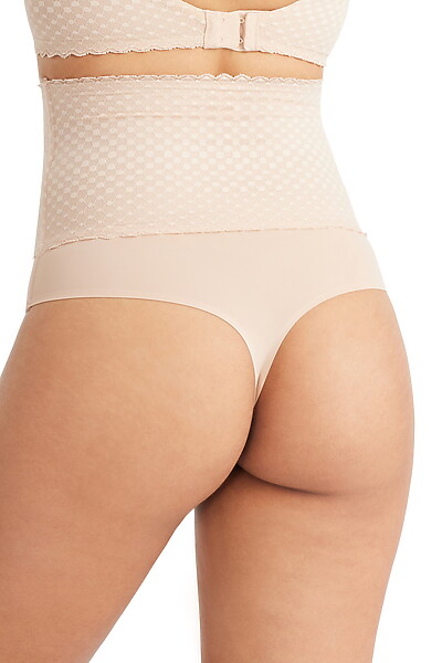 Revive Lace High Waisted Thong Warm Taupe
